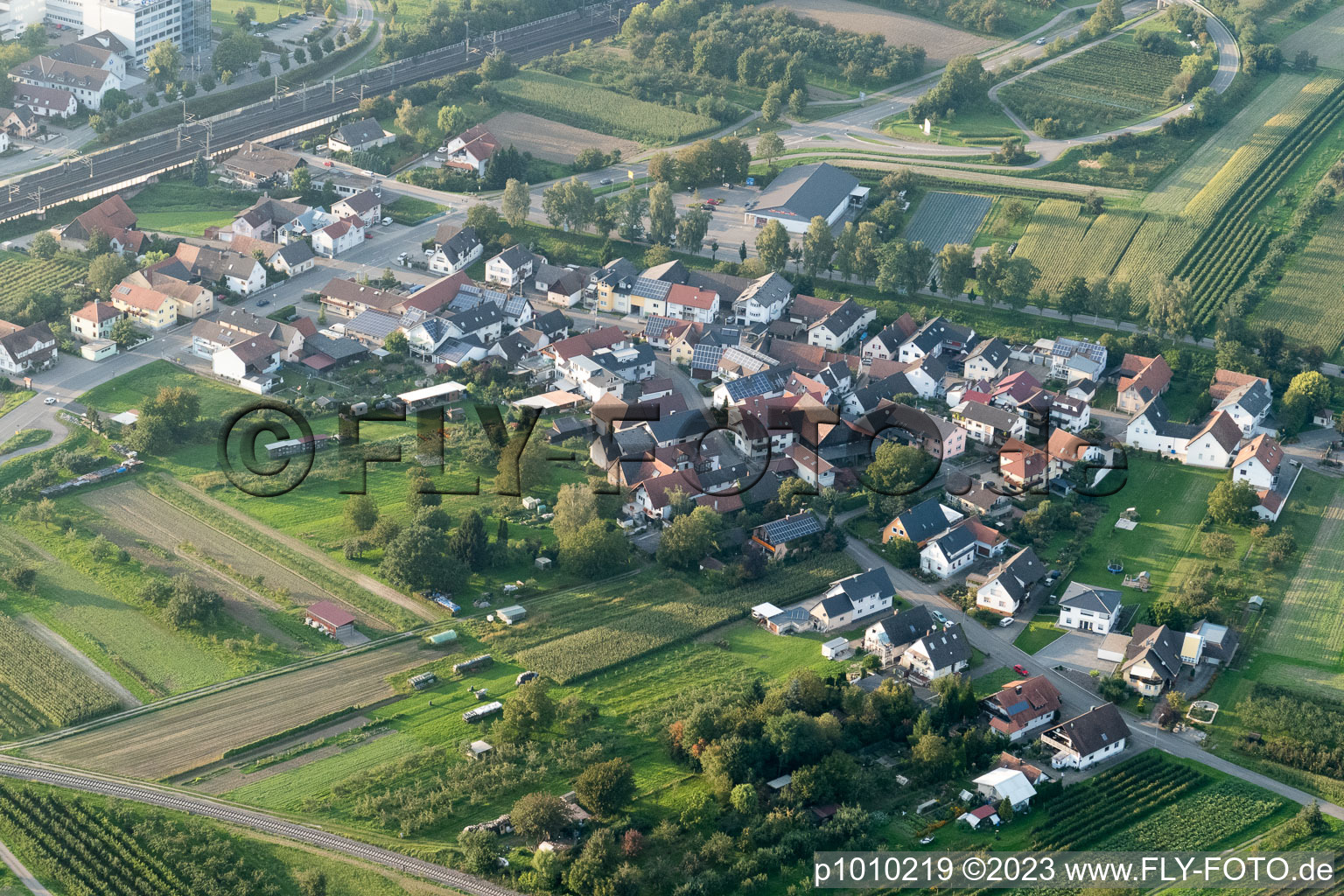 Ortsteil Urloffen in Appenweier im Bundesland Baden-Württemberg, Deutschland aus der Luft betrachtet