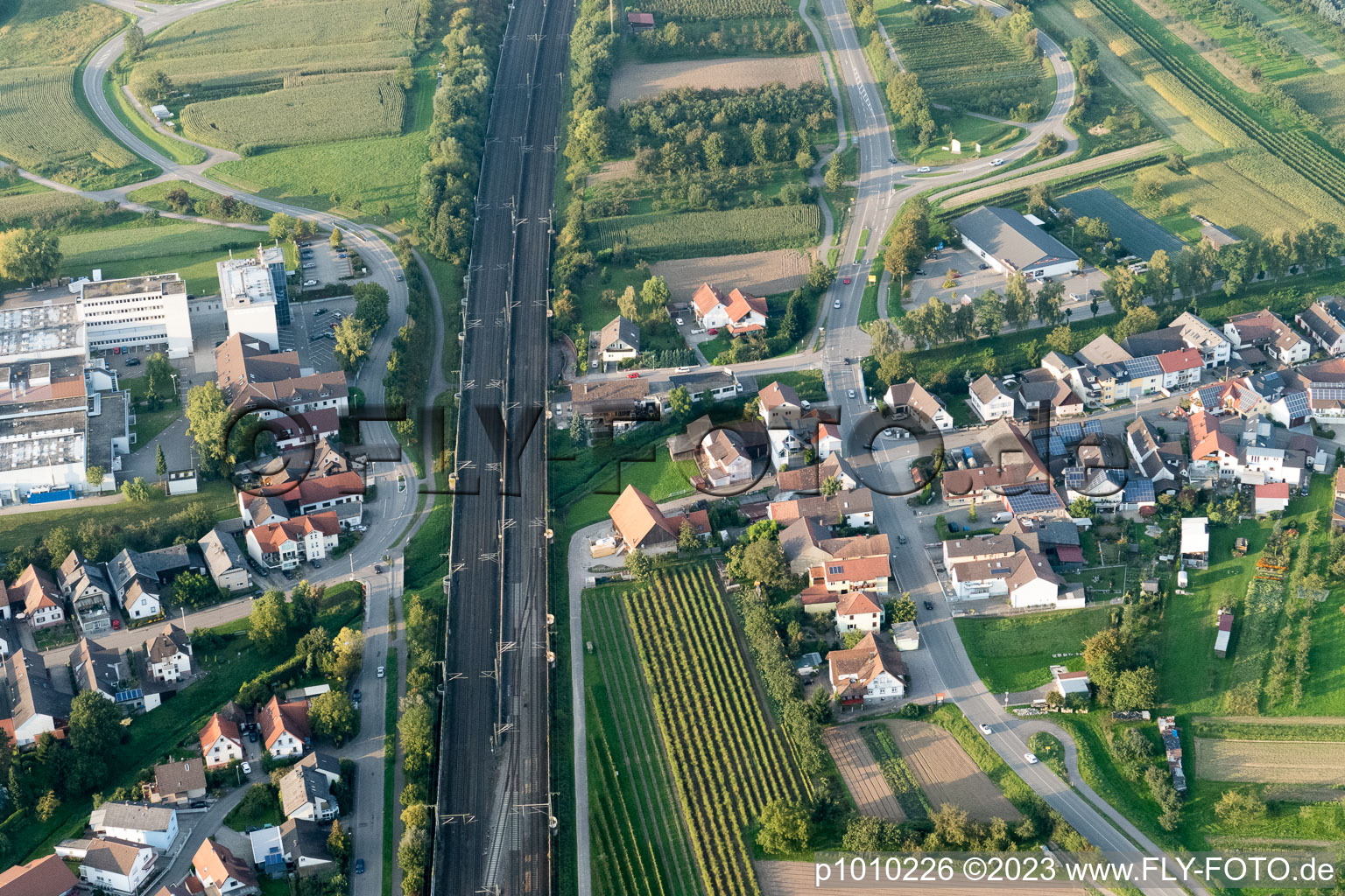 Drohnenbild von Ortsteil Urloffen in Appenweier im Bundesland Baden-Württemberg, Deutschland