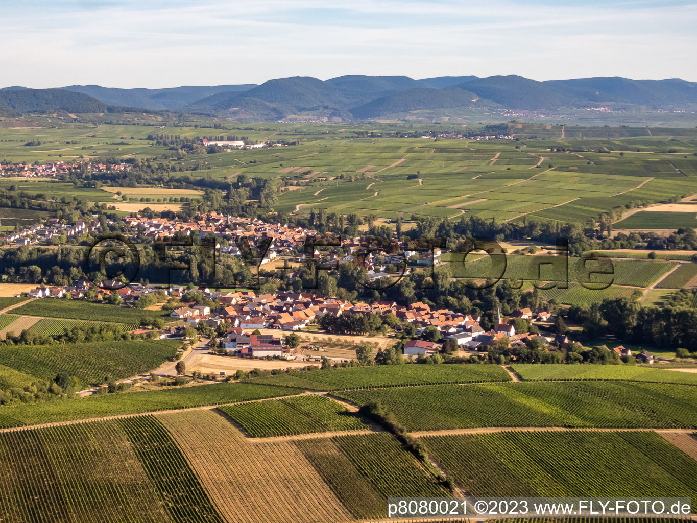 Ortsteil Klingen in Heuchelheim-Klingen im Bundesland Rheinland-Pfalz, Deutschland aus der Drohnenperspektive