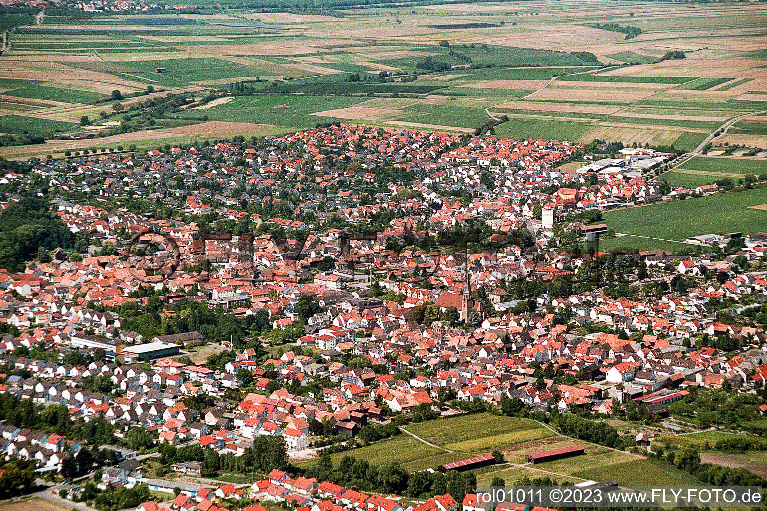 Luftbild von Rülzheim von Westen im Bundesland Rheinland-Pfalz, Deutschland