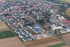 Ortsansicht aus Nordosten ALDI in Hügelsheim im Bundesland Baden-Württemberg, Deutschland