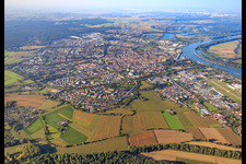 Schrägluftbild von Stadtübersicht aus Süden in Speyer im Bundesland Rheinland-Pfalz, Deutschland