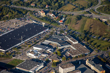 Brühl, Gewerbegebiet Schütte-Lanz-Park im Bundesland Baden-Württemberg, Deutschland von der Drohne aus gesehen
