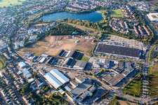 Brühl, Gewerbegebiet Schütte-Lanz-Park im Bundesland Baden-Württemberg, Deutschland aus der Drohnenperspektive