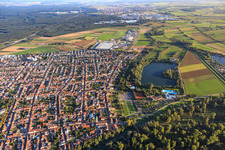 Luftbild von Ortsansicht aus Nordwesten in Ketsch im Bundesland Baden-Württemberg, Deutschland