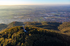Luftbild von Funkturm im Ortsteil Hochstädten in Bensheim im Bundesland Hessen, Deutschland