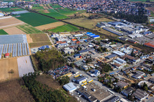 Schrägluftbild von Industriegebiet Sandwiesen mit Laetus in Alsbach-Hähnlein im Bundesland Hessen, Deutschland