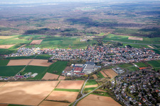 Luftaufnahme von Ortsteil Gundernhausen in Roßdorf im Bundesland Hessen, Deutschland
