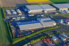Industriegebiet Marie-Curie-Straße mit DSV, LOGI-K GmbH und FRISTO SE Niederlassung Gernsheim im Bundesland Hessen, Deutschland