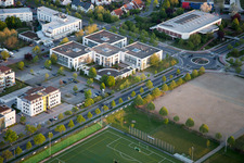 Gewerbegebiet und Firmenansiedlung Track&Trace Academy und Europa Hotel im Ortsteil Auerbach in Bensheim im Bundesland Hessen, Deutschland von oben