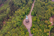 Hermannsdenkmal im Ortsteil Hiddesen in Detmold im Bundesland Nordrhein-Westfalen, Deutschland von oben