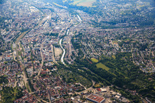 Stadtansicht aus Westen an der Enz im Ortsteil Brötzingen in Pforzheim im Bundesland Baden-Württemberg, Deutschland