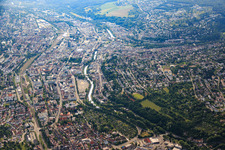 Luftbild von Stadtansicht aus Westen an der Enz im Ortsteil Brötzingen in Pforzheim im Bundesland Baden-Württemberg, Deutschland