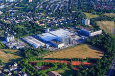 Baustelle bei L'OREAL Produktion Deutschland GmbH & Co. KG im Ortsteil Nordweststadt in Karlsruhe im Bundesland Baden-Württemberg