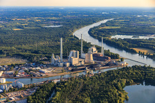 EnBW Energie Baden-Württemberg AG, Rheinhafen-Dampfkraftwerk Karlsruhe im Ortsteil Daxlanden, Deutschland von oben