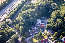 Grünwettersbach,Hohenwettersbacherstraße 38 , "offene Jugendwerkstatt Karlsruhe" am Steinbruch im Bundesland Baden-Württemberg, Deutschland aus der Luft betrachtet