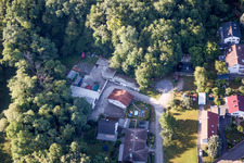 Drohnenbild von Grünwettersbach,Hohenwettersbacherstraße 38 , "offene Jugendwerkstatt Karlsruhe" am Steinbruch im Bundesland Baden-Württemberg, Deutschland