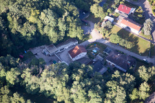 Grünwettersbach,Hohenwettersbacherstraße 38 , "offene Jugendwerkstatt Karlsruhe" am Steinbruch im Bundesland Baden-Württemberg, Deutschland von oben