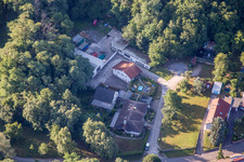 Grünwettersbach,Hohenwettersbacherstraße 38 , "offene Jugendwerkstatt Karlsruhe" am Steinbruch im Bundesland Baden-Württemberg, Deutschland aus der Vogelperspektive