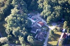 Grünwettersbach,Hohenwettersbacherstraße 38 , "offene Jugendwerkstatt Karlsruhe" am Steinbruch im Bundesland Baden-Württemberg, Deutschland aus der Luft betrachtet