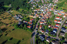 Luftbild von Ortsansicht aus Osten im Ortsteil Schluttenbach in Ettlingen im Bundesland Baden-Württemberg, Deutschland