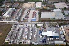 Schrägluftbild von Worms, Industriegebiet Im Langgewan, Spedition Kube & Kubenz im Bundesland Rheinland-Pfalz, Deutschland