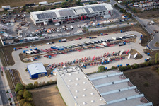 Worms, Industriegebiet Im Langgewan, Spedition Kube & Kubenz im Bundesland Rheinland-Pfalz, Deutschland aus der Luft