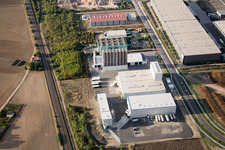 Worms, Industriegebiet Nord am Rhein im Bundesland Rheinland-Pfalz, Deutschland von oben
