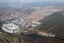 Ortsteil Graben in Graben-Neudorf im Bundesland Baden-Württemberg, Deutschland vom Flugzeug aus