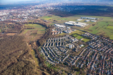 Luftaufnahme von Forchheim von Südwesten in Rheinstetten im Bundesland Baden-Württemberg, Deutschland