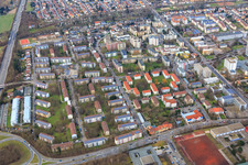 Stadtteil am Woogbach mit Heinrich-Heine-Straße in Speyer im Bundesland Rheinland-Pfalz, Deutschland