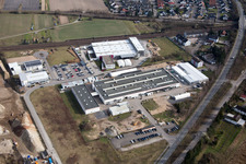 Luftaufnahme von Gewerbegebiet Siemensstr im Ortsteil Neudorf in Graben-Neudorf im Bundesland Baden-Württemberg, Deutschland