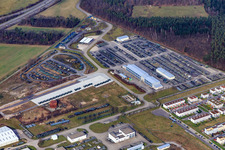Luftaufnahme von Bundeswehr Depot im Ortsteil Neureut in Karlsruhe im Bundesland Baden-Württemberg, Deutschland