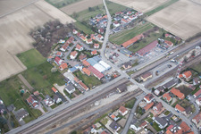 Luftbild von Rœschwoog im Bundesland Bas-Rhin, Frankreich