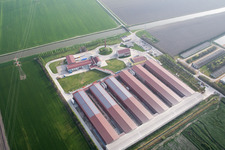 Schrägluftbild von Codigoro(I-Emila-Romana) im Bundesland Ferrara, Italien