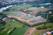 Gelände des Umspannwerkes zur Spannungs- Wandlung und elektrischen Strom- Versorgung Kraftwerk Staudinger im Ortsteil Klein-Krotzenburg in Großkrotzenburg im Bundesland Hessen, Deutschland