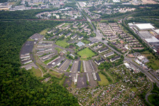 Gebäudekomplex der ehemaligen Militär- Kaserne Pioneer im Ortsteil Wolfgang in Hanau im Bundesland Hessen, Deutschland