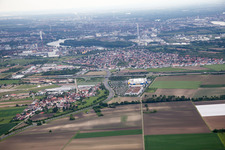 Luftaufnahme von Scharhof, IKEA im Ortsteil Sandhofen in Mannheim im Bundesland Baden-Württemberg, Deutschland