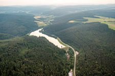 Luftaufnahme von Marbach, Marbachstausee im Ortsteil Hetzbach in Oberzent im Bundesland Hessen, Deutschland
