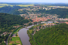 Stadtansicht am Main aus Osten in Wertheim im Bundesland Baden-Württemberg, Deutschland