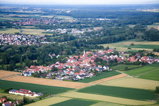 Ortsteil Mühlhofen in Billigheim-Ingenheim im Bundesland Rheinland-Pfalz, Deutschland vom Flugzeug aus