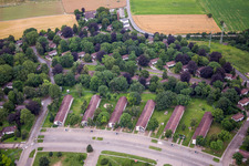 Flüchtlingsheim- und Asylunterkunfts- Gebäude Erstaufnahmeeinrichtung des Landes Baden-Württemberg im Ortsteil Patrick-Henry-Village in Heidelberg im Ortsteil Patrick Henry Village, Deutschland aus der Luft
