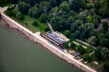 Luftaufnahme von Rheinstrandbad im Ortsteil Niederfeld in Mannheim im Bundesland Baden-Württemberg, Deutschland