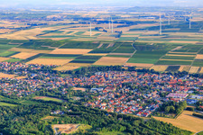 Ortsansicht aus Süden im Ortsteil Uffhofen in Flonheim im Bundesland Rheinland-Pfalz, Deutschland