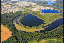 Altrhein Kleiner Bodensee und Pfeifer Baggersee am Olhafen Karlsruhe im Ortsteil Eggenstein in Eggenstein-Leopoldshafen im Bundesland Baden-Württemberg, Deutschland