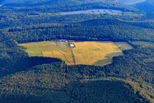 Reitanlage Glade-Ranch Kuffenberg auf einer Waldlichtung im Pfälzer Wald in Merzalben im Bundesland Rheinland-Pfalz, Deutschland