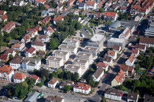 Gebäude- Ensemble- Baustellen zum Neubau eines Stadtquartiers 'Im Stadtkern' in Kandel im Bundesland Rheinland-Pfalz, Deutschland aus der Drohnenperspektive
