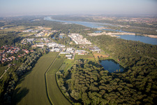 Luftaufnahme von Ortsteil Freistett in Rheinau im Bundesland Baden-Württemberg, Deutschland