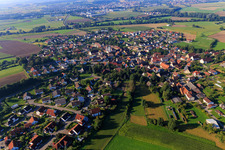 Ortsansicht von Nordosten im Ortsteil Blochingen in Mengen im Bundesland Baden-Württemberg, Deutschland