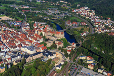 Luftbild von Hohenzollernschloss Sigmaringen im Bundesland Baden-Württemberg, Deutschland